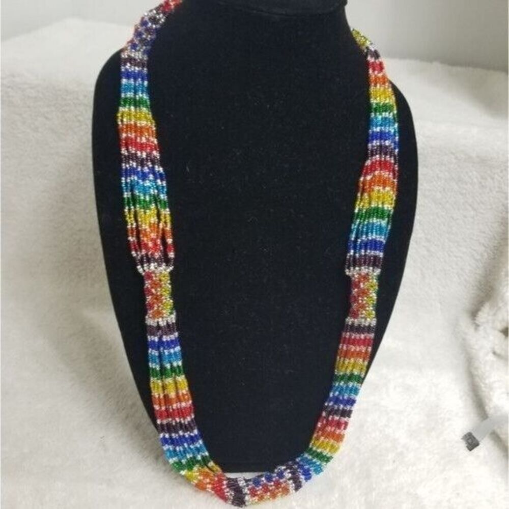 Glass Seed Bead Rainbow Necklace